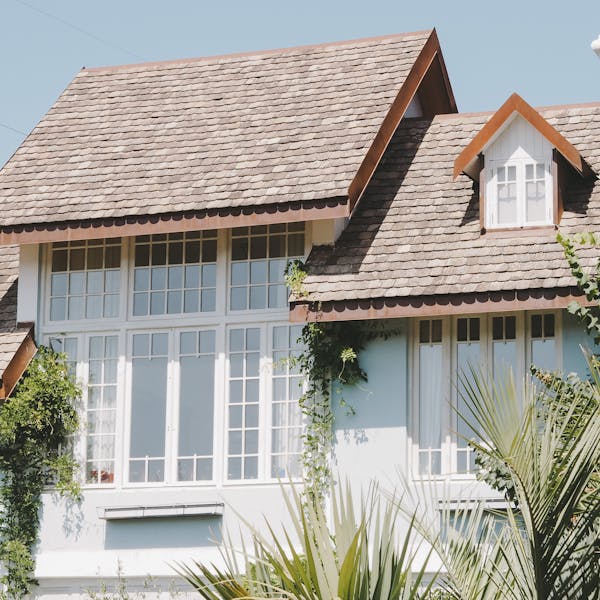 Completed residential roof with shingle detail